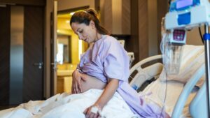 What is the hemorrhage of postpartum evidenced by a young mother in married at first glance?