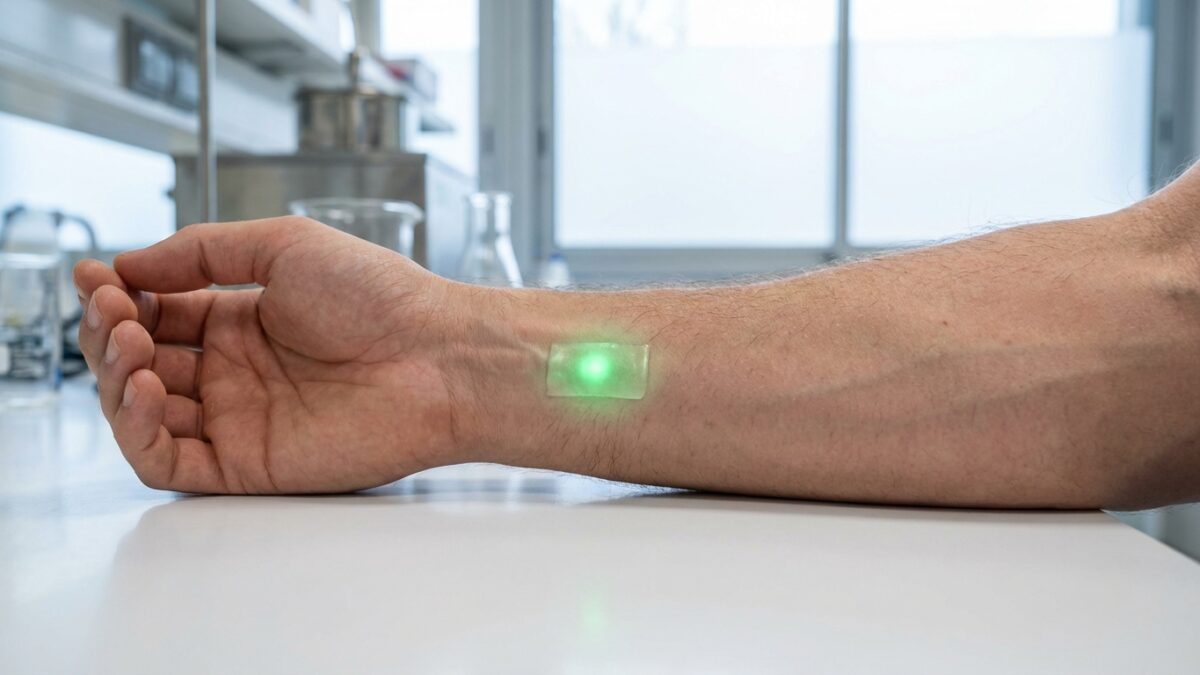 An engine light for men... This luminous implant under the skin lights up when something is wrong inside you