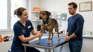 Worried about his dog Scarlett, this owner goes to the emergency room: the animal's behavior goes viral on Reddit.