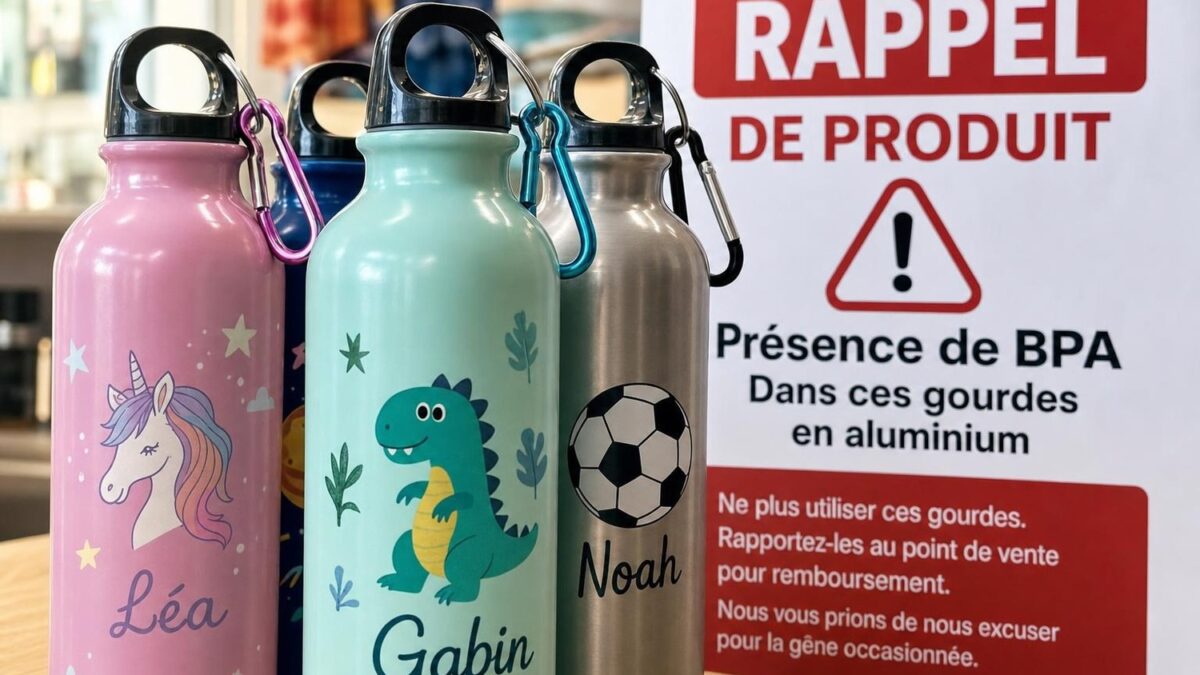 Health alert: these personalized CNCL water bottles sold everywhere in France contain bisphenol A, throw them away!