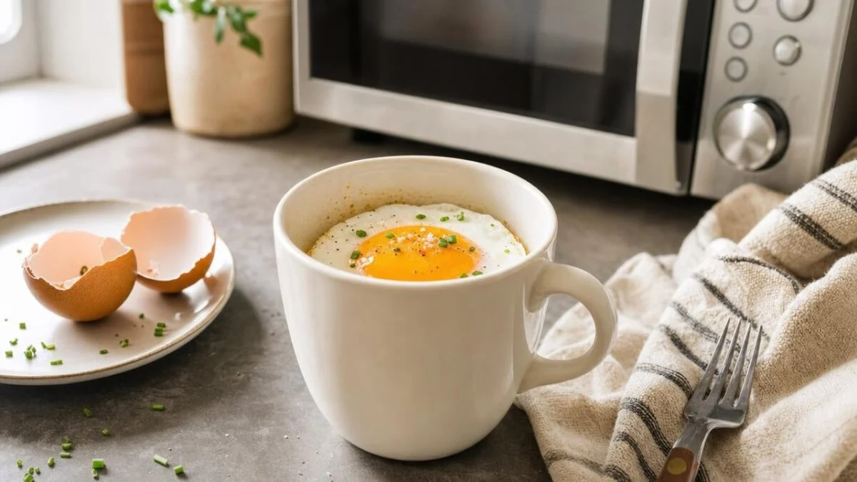 Fried Eggs in a Cup: Much healthier and tastier than fried eggs, and ready in less than a minute in the microwave.